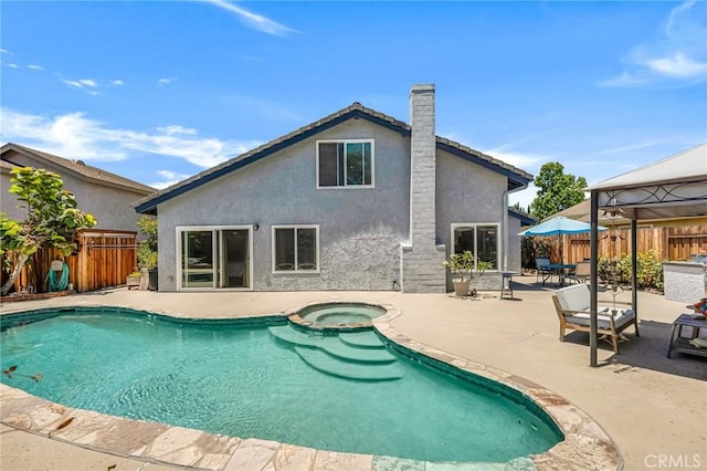 1358 Oakhurst Ct, Camarillo, CA 93010 - view of pool with a gazebo, a fenced backyard, a patio, and a pool with connected hot tub
