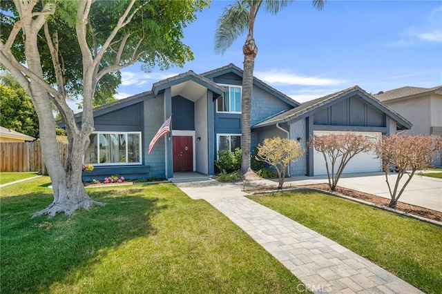 1358 Oakhurst Ct, Camarillo, CA 93010 - mid-century modern home featuring concrete driveway, a garage, and board and batten siding