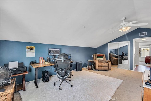 1358 Oakhurst Ct, Camarillo, CA 93010 - carpeted office with lofted ceiling and ceiling fan