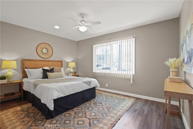 1327 E Appleton St Unit 1, Long Beach, CA 90802 - bedroom with wood finished floors, a ceiling fan, and recessed lighting