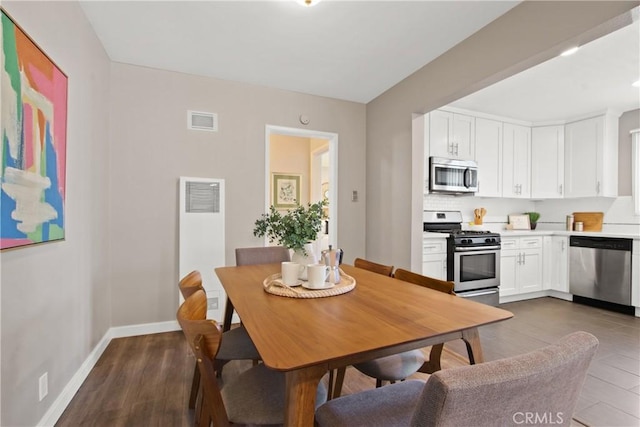 1327 E Appleton St Unit 1, Long Beach, CA 90802 - dining space with a heating unit and dark wood-type flooring