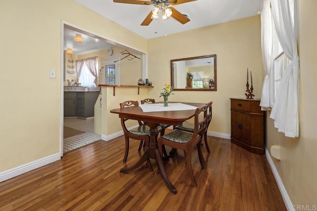 4886 Twain Ave, San Diego, CA 92120 - dining space featuring a ceiling fan and wood finished floors