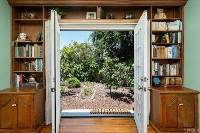 4886 Twain Ave, San Diego, CA 92120 - entryway with light wood-style flooring and french doors