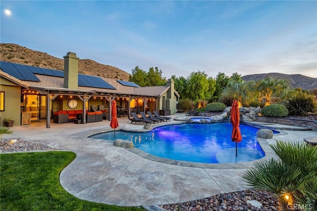 32175 Cedarcroft Rd, Acton, CA 93510 - outdoor pool with an outdoor living space, a patio area, and a mountain view