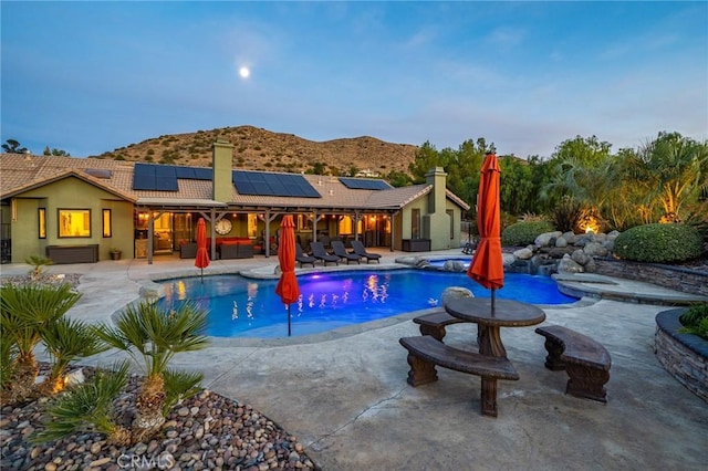 32175 Cedarcroft Rd, Acton, CA 93510 - swimming pool with an outdoor hot tub, a patio area, and a mountain view