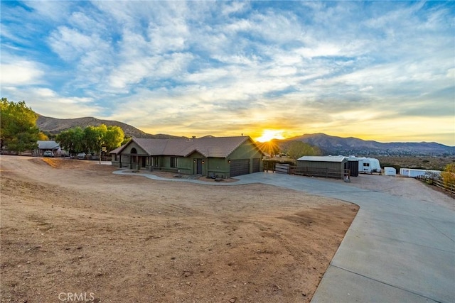 32175 Cedarcroft Rd, Acton, CA 93510 - view of front of home featuring a mountain view, driveway, and a garage