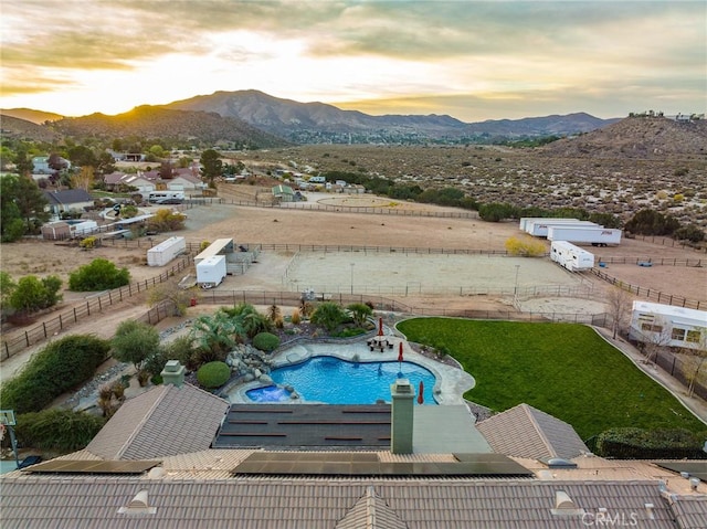 32175 Cedarcroft Rd, Acton, CA 93510 - pool at dusk featuring a mountain view