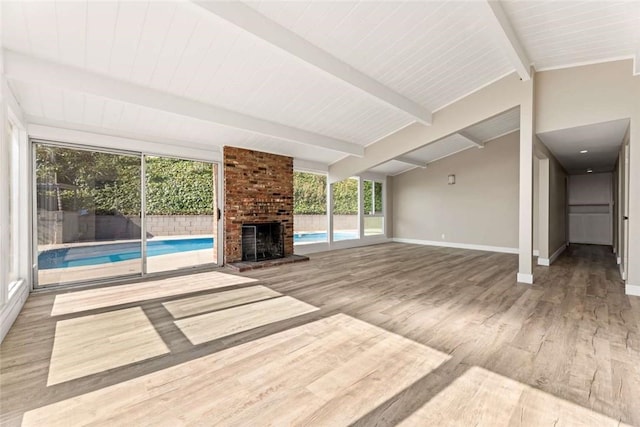 2038 Noble View Dr, Rancho Palos Verdes, CA 90275 - unfurnished living room featuring wood finished floors and a fireplace