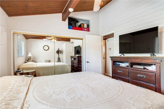 37667 Live Oak St, Angelus Oaks, CA 92305 - bedroom with wooden ceiling and a closet