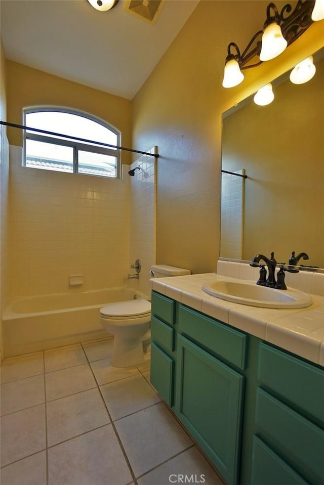 845 E Redwood Cir, Hanford, CA 93230 - full bathroom with vanity, tile patterned floors, and tub / shower combination