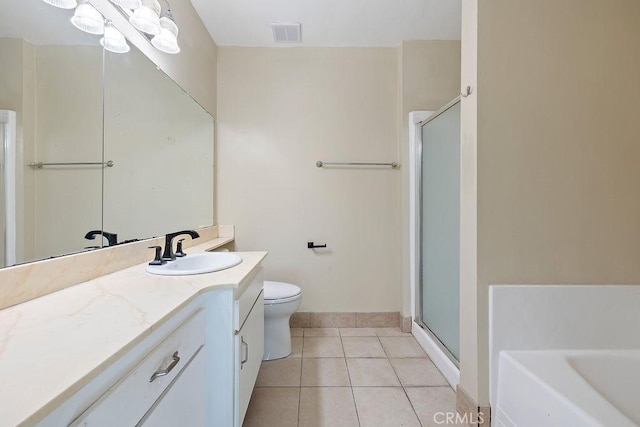 5870 Green Valley Cir Unit 231, Culver City, CA 90230 - full bath featuring vanity, a stall shower, a bath, and tile patterned flooring