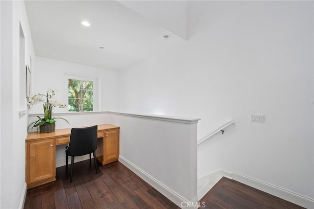 322 Dewdrop, Irvine, CA 92603 - home office featuring dark wood-type flooring and recessed lighting