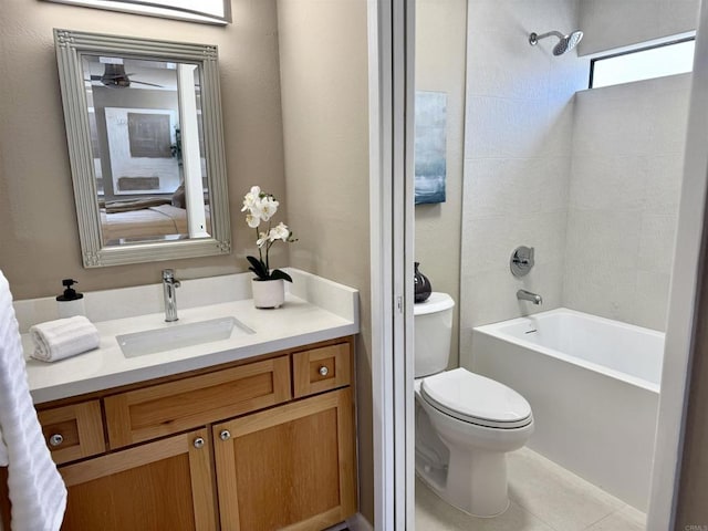 6182 Agee St Unit 193, San Diego, CA 92122 - bathroom featuring vanity, washtub / shower combination, and ceiling fan
