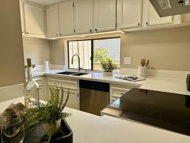 6182 Agee St Unit 193, San Diego, CA 92122 - kitchen featuring stainless steel dishwasher, light countertops, white cabinetry, and cooktop