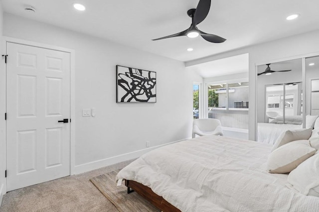 6876 Bear River Row Unit 3, San Diego, CA 92139 - bedroom featuring carpet flooring, recessed lighting, and ceiling fan