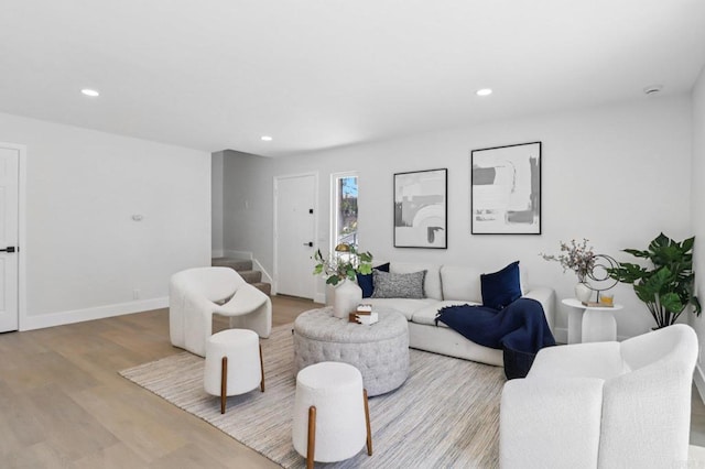 6876 Bear River Row Unit 3, San Diego, CA 92139 - living area with stairway, recessed lighting, and wood finished floors