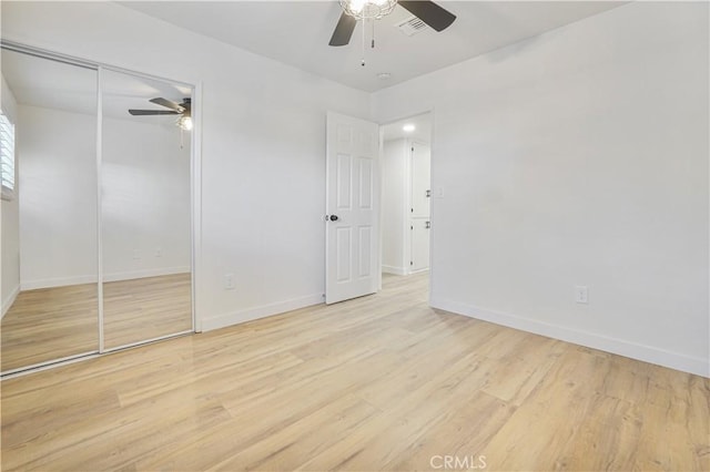 8283 Cornwall Ave, Rancho Cucamonga, CA 91739 - unfurnished bedroom featuring wood finished floors, a closet, and ceiling fan