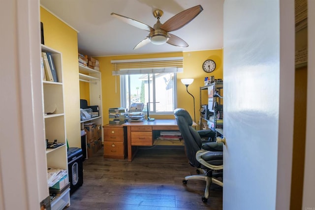 3833 Via Del Bardo, San Ysidro, CA 92173 - office area featuring dark wood-type flooring and ceiling fan
