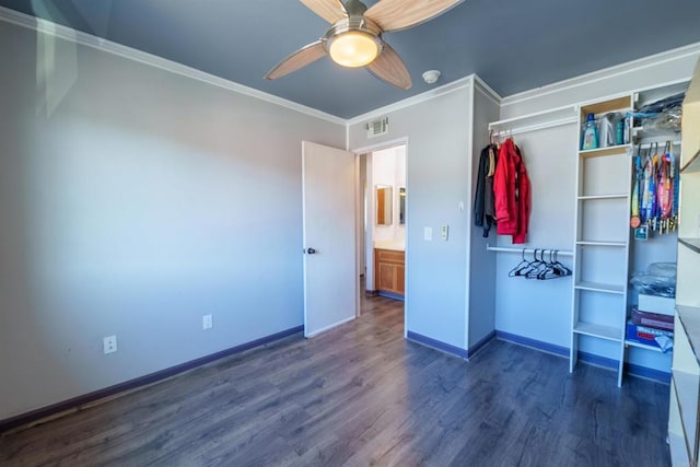 3833 Via Del Bardo, San Ysidro, CA 92173 - bedroom featuring wood finished floors, ornamental molding, ceiling fan, and a closet