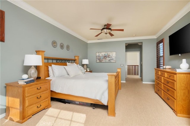 25 Thalia St, Ladera Ranch, CA 92694 - bedroom with ornamental molding, light colored carpet, and ceiling fan