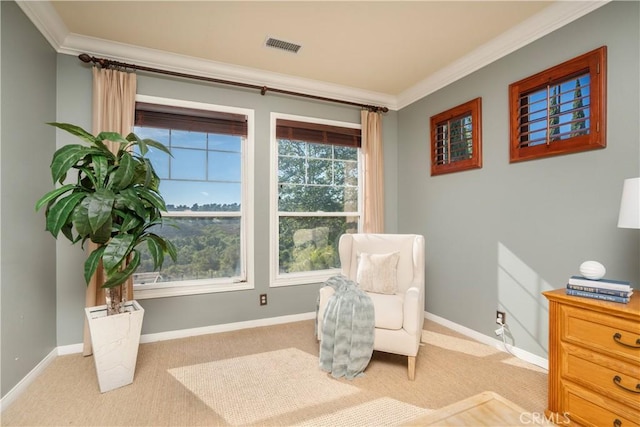 25 Thalia St, Ladera Ranch, CA 92694 - sitting room featuring crown molding and carpet flooring