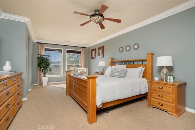25 Thalia St, Ladera Ranch, CA 92694 - bedroom with ornamental molding, light carpet, and ceiling fan