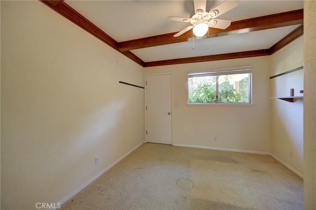 6305 Portola Rd, Atascadero, CA 93422 - spare room featuring beam ceiling, light carpet, and ceiling fan