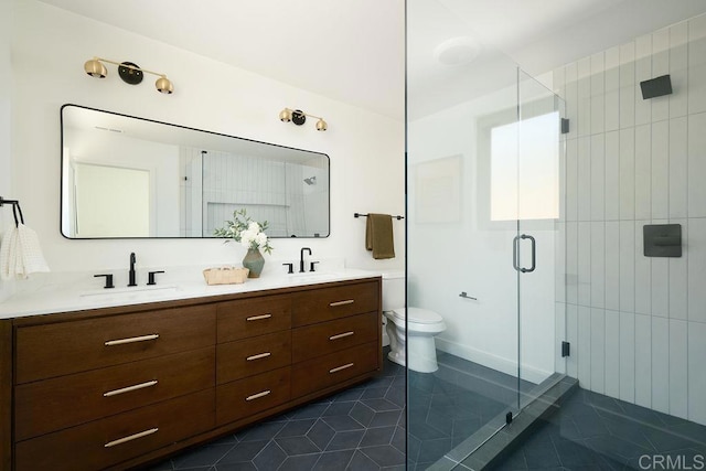 2025 Valley Rd, Oceanside, CA 92056 - full bathroom with tile patterned flooring, double vanity, and a stall shower