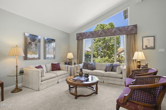 2142 Klamath Dr, Camarillo, CA 93010 - living area with carpet and high vaulted ceiling