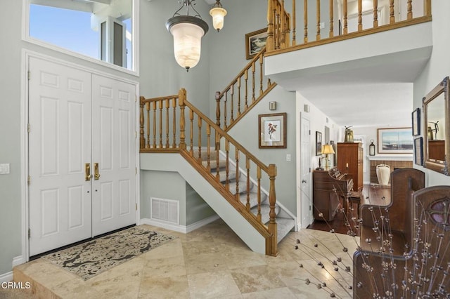 2142 Klamath Dr, Camarillo, CA 93010 - foyer entrance featuring stairway and a towering ceiling