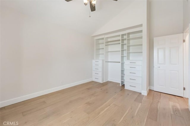 9 Phillips Cir, Laguna Niguel, CA 92677 - unfurnished bedroom with vaulted ceiling, light wood-type flooring, ceiling fan, and a closet