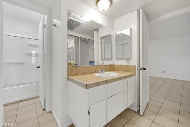 23515 Lyons Ave Unit 140, Valencia, CA 91355 - full bath featuring tile patterned flooring, vanity, and  shower combination