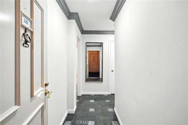 12720 Burbank Blvd Unit 121, Valley Village, CA 91607 - hallway featuring crown molding and baseboards