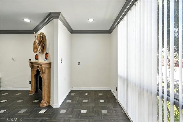 12720 Burbank Blvd Unit 121, Valley Village, CA 91607 - hallway featuring crown molding and recessed lighting