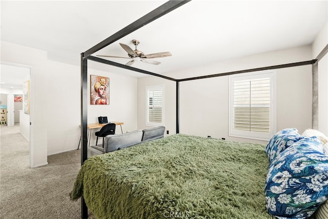 11209 Pinecone St, Corona, CA 92883 - bedroom with carpet floors, a ceiling fan, and an office area