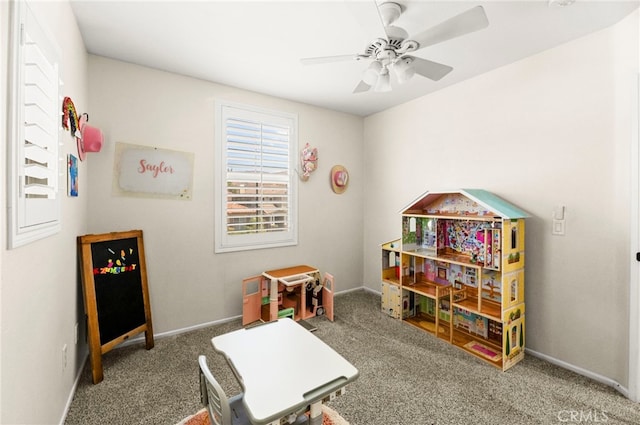11209 Pinecone St, Corona, CA 92883 - rec room featuring carpet flooring and ceiling fan