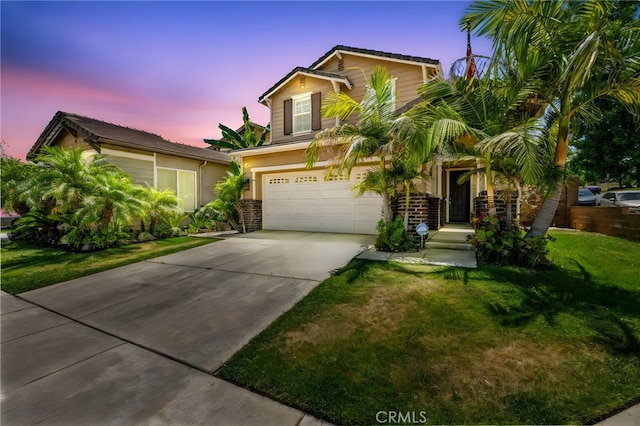 11209 Pinecone St, Corona, CA 92883 - view of front of house featuring an attached garage, driveway, and a yard