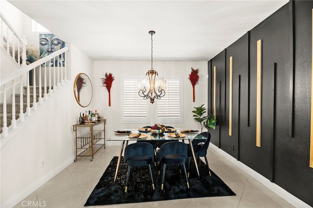 11209 Pinecone St, Corona, CA 92883 - dining room with light tile patterned flooring and a chandelier