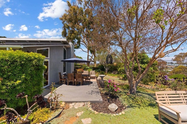 764 E Solana Cir, Solana Beach, CA 92075 - view of green lawn with outdoor dining area and a deck