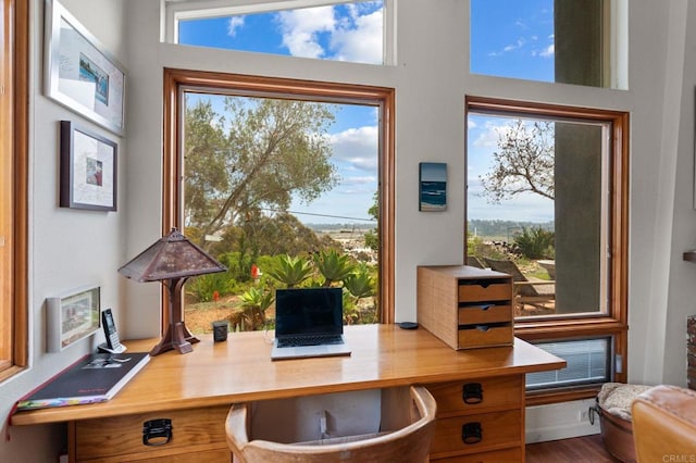 764 E Solana Cir, Solana Beach, CA 92075 - office area with wood finished floors and a high ceiling