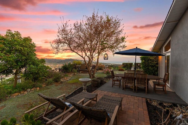 764 E Solana Cir, Solana Beach, CA 92075 - patio terrace at dusk featuring outdoor dining area and a deck