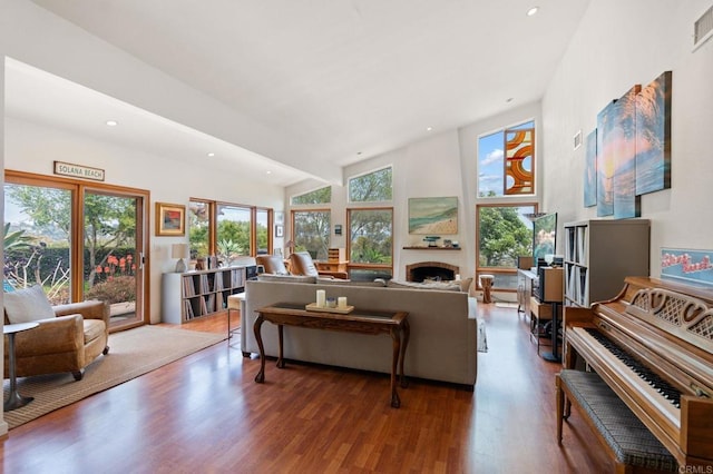 764 E Solana Cir, Solana Beach, CA 92075 - living room with wood finished floors, plenty of natural light, a fireplace, and recessed lighting