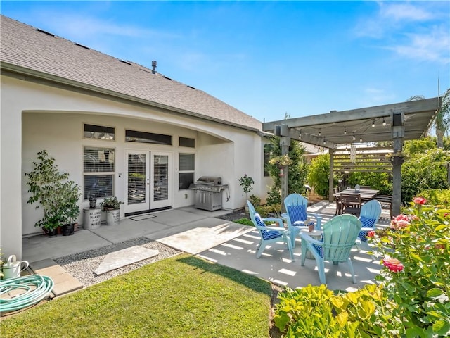 425 W Trenton Ave, Clovis, CA 93619 - view of patio with a pergola, area for grilling, and french doors