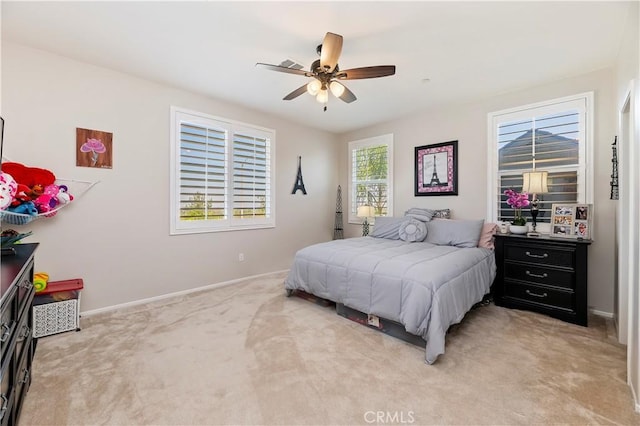 9574 Alta Cresta Ave, Riverside, CA 92508 - bedroom with light colored carpet and ceiling fan