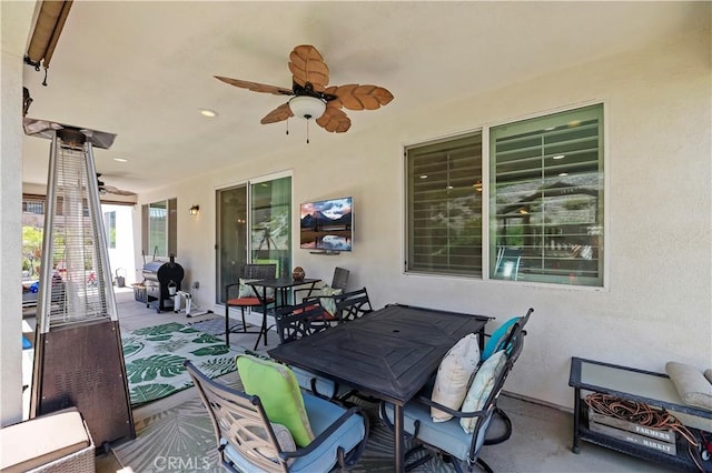 9574 Alta Cresta Ave, Riverside, CA 92508 - view of patio featuring ceiling fan and outdoor dining area