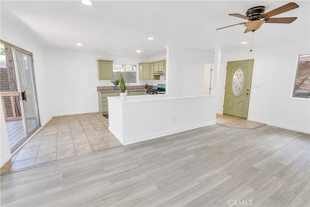 26188 Boulder Ln, Twin Peaks, CA 92391 - unfurnished living room with ceiling fan, recessed lighting, and light wood-style floors
