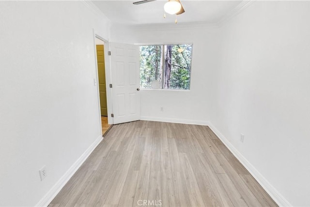 26188 Boulder Ln, Twin Peaks, CA 92391 - spare room with wood finished floors, a ceiling fan, and ornamental molding