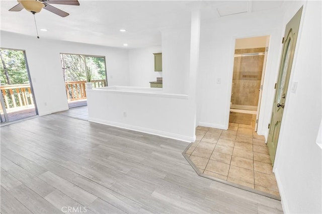 26188 Boulder Ln, Twin Peaks, CA 92391 - spare room with ceiling fan, light wood-style flooring, and recessed lighting