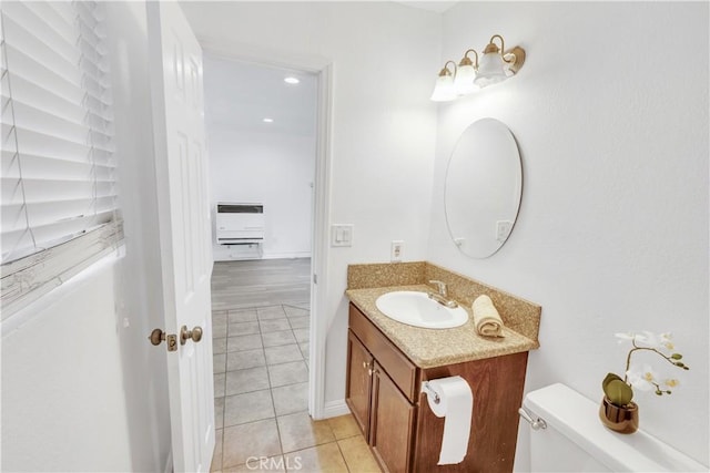 26188 Boulder Ln, Twin Peaks, CA 92391 - half bath with vanity, tile patterned flooring, and heating unit