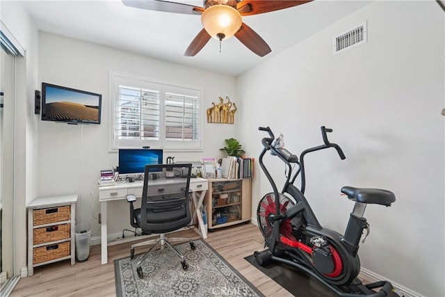 3126 E Merrygrove St, West Covina, CA 91792 - office area featuring light wood-type flooring and ceiling fan
